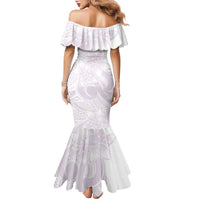 Polynesian Tribal Plumeria Lotu Tamaiti Family Matching Mermaid Dress and Hawaiian Shirt Pastel Mauve LT9 - Polynesian Pride