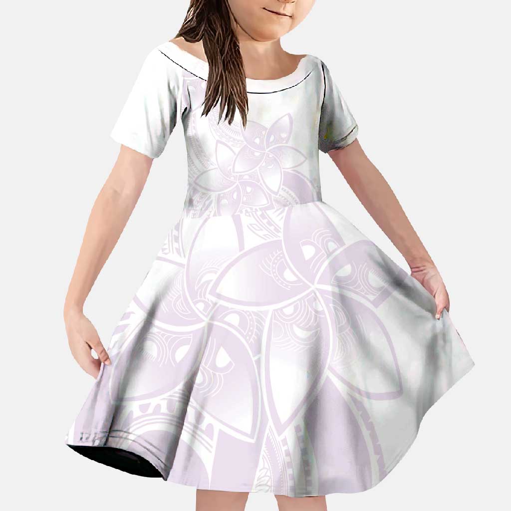 Polynesian Tribal Plumeria Lotu Tamaiti Family Matching Off Shoulder Maxi Dress and Hawaiian Shirt Pastel Mauve LT9 Daughter's Dress Mauve - Polynesian Pride