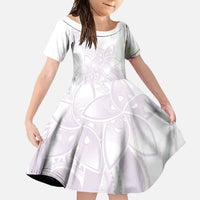 Polynesian Tribal Plumeria Lotu Tamaiti Family Matching Off Shoulder Maxi Dress and Hawaiian Shirt Pastel Mauve LT9 Daughter's Dress Mauve - Polynesian Pride