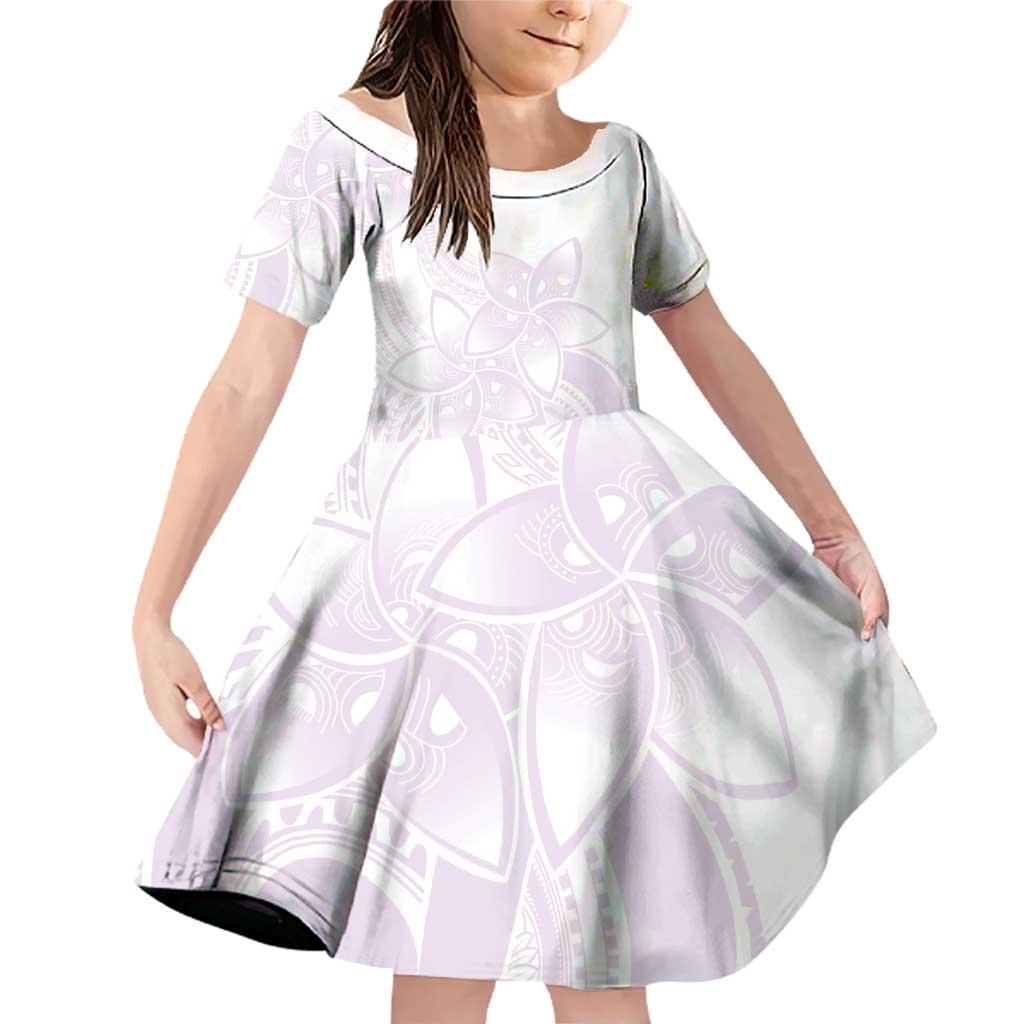 Polynesian Tribal Plumeria Lotu Tamaiti Family Matching Off Shoulder Short Dress and Hawaiian Shirt Pastel Mauve LT9 Daughter's Dress Mauve - Polynesian Pride