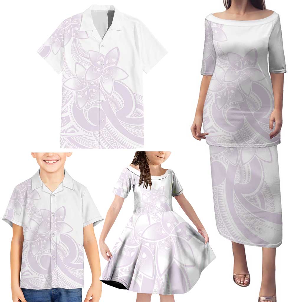 Polynesian Tribal Plumeria Lotu Tamaiti Family Matching Puletasi and Hawaiian Shirt Pastel Mauve LT9 - Polynesian Pride