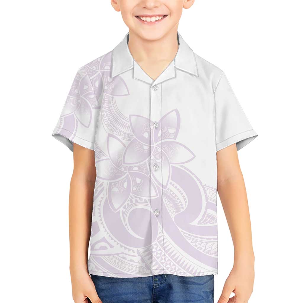 Polynesian Tribal Plumeria Lotu Tamaiti Kid Hawaiian Shirt Pastel Mauve LT9 Kid Mauve - Polynesian Pride