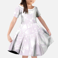 Polynesian Tribal Plumeria Lotu Tamaiti Kid Short Sleeve Dress Pastel Mauve LT9 KID Mauve - Polynesian Pride