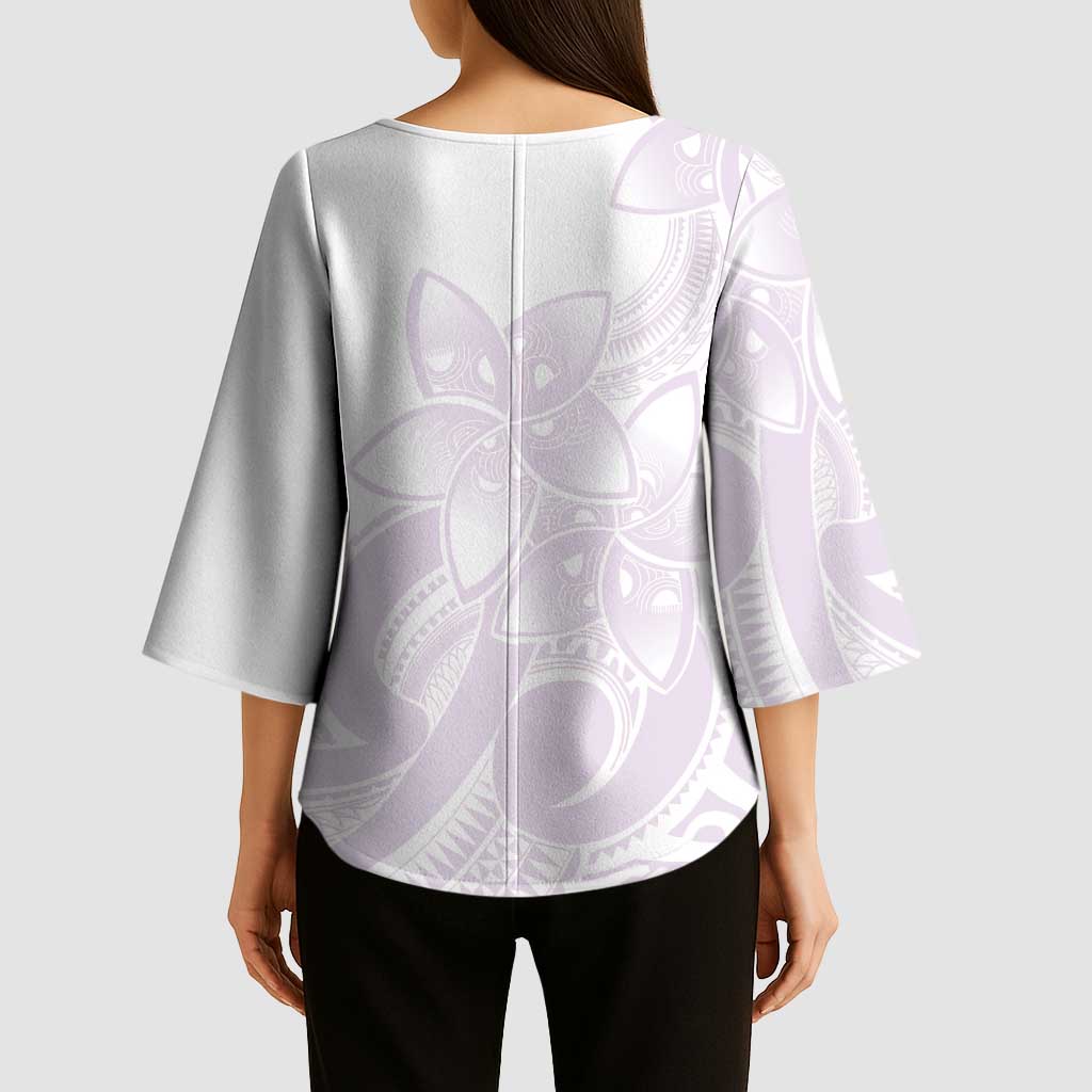 Polynesian Tribal Plumeria Lotu Tamaiti Kimono Sleeve Blouse Pastel Mauve LT9 - Polynesian Pride
