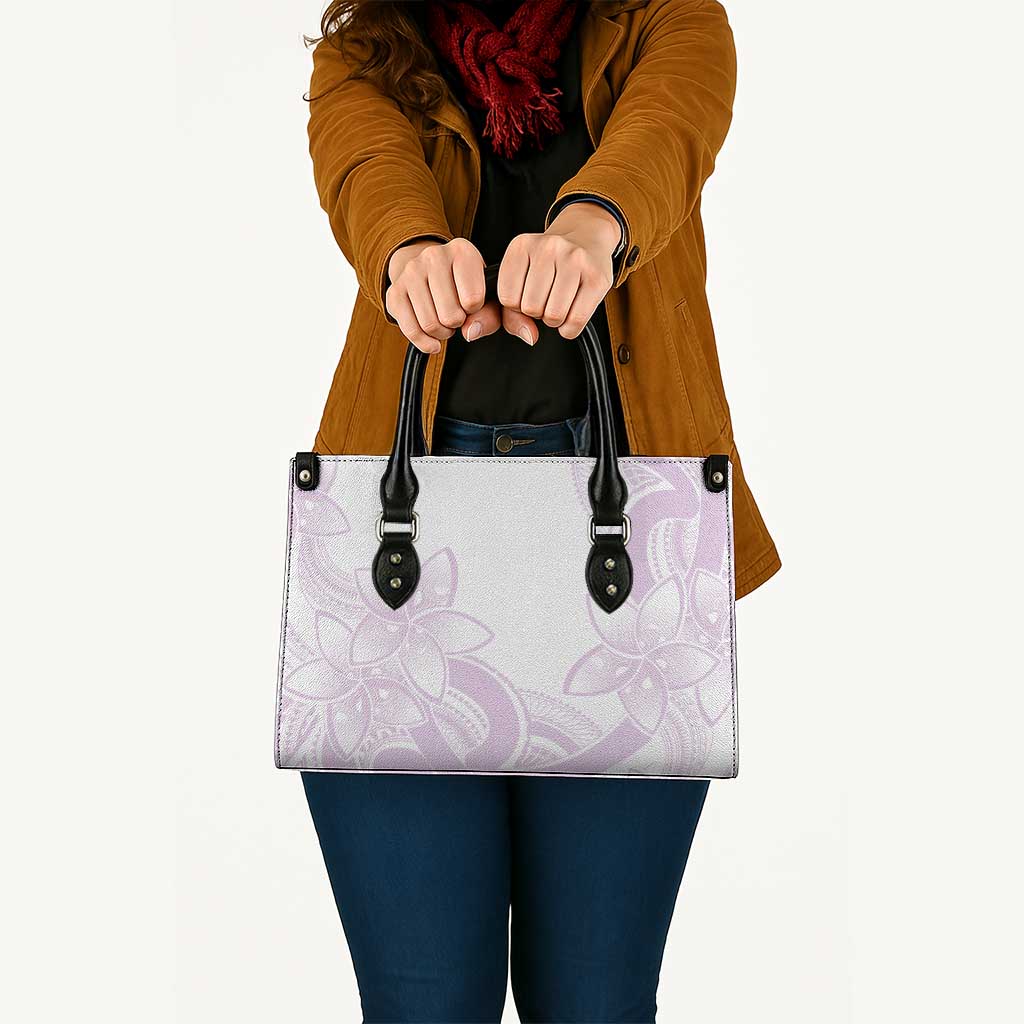 Polynesian Tribal Plumeria Lotu Tamaiti Leather Bag Pastel Mauve - Polynesian Pride