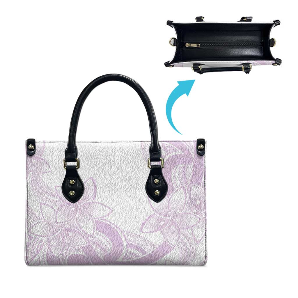 Polynesian Tribal Plumeria Lotu Tamaiti Leather Bag Pastel Mauve - Polynesian Pride