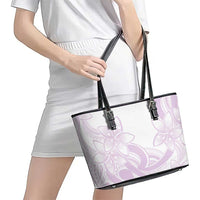 Polynesian Tribal Plumeria Lotu Tamaiti Leather Tote Bag Pastel Mauve LT9 - Polynesian Pride