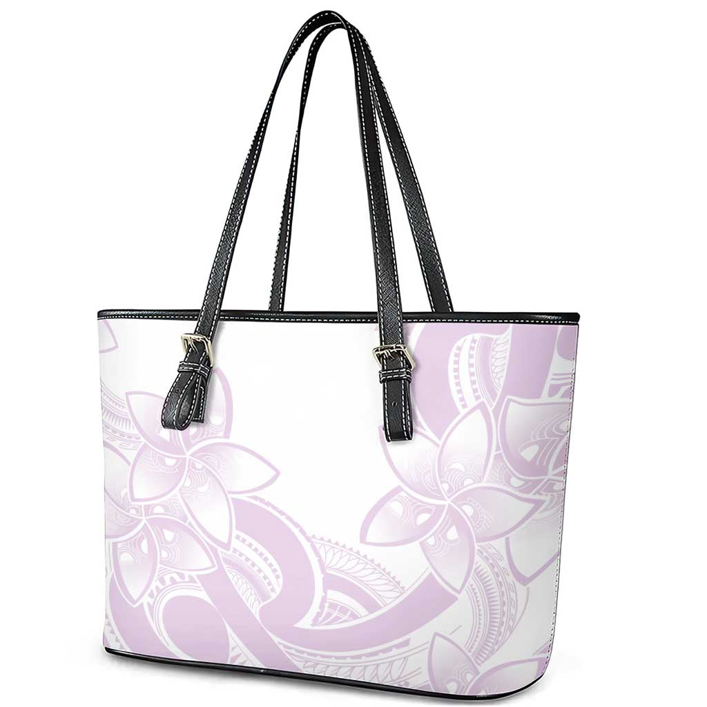 Polynesian Tribal Plumeria Lotu Tamaiti Leather Tote Bag Pastel Mauve LT9 - Polynesian Pride