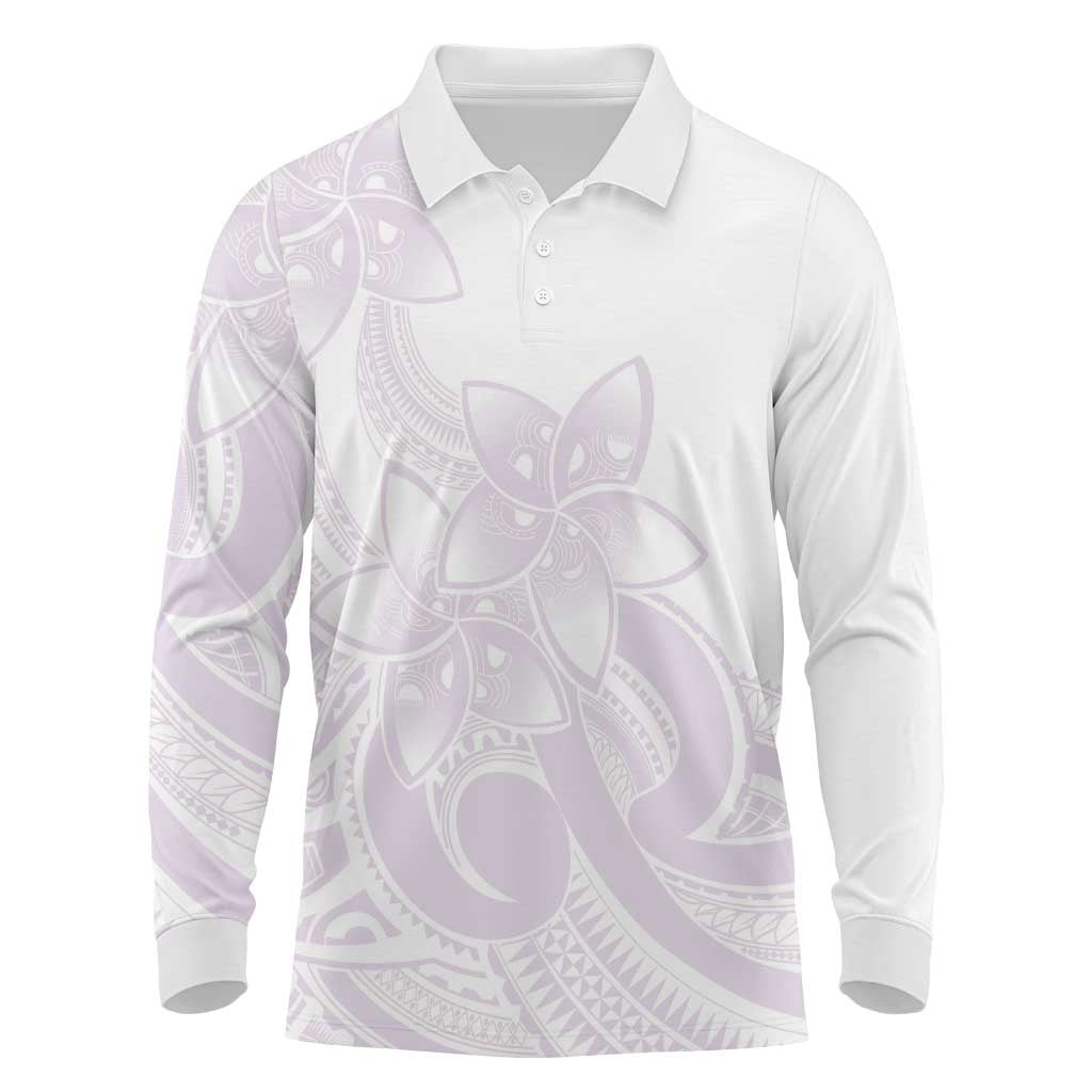 Polynesian Tribal Plumeria Lotu Tamaiti Long Sleeve Polo Shirt Pastel Mauve LT9 Mauve - Polynesian Pride