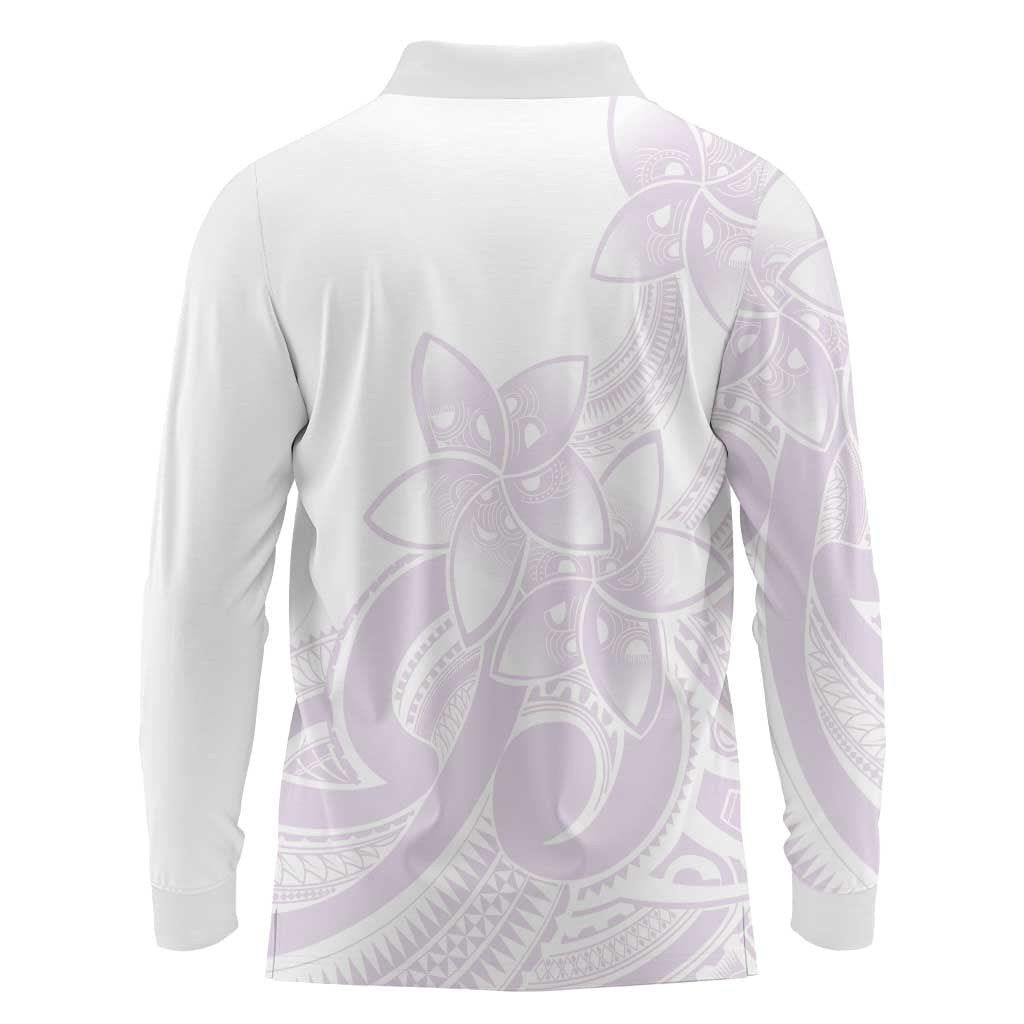 Polynesian Tribal Plumeria Lotu Tamaiti Long Sleeve Polo Shirt Pastel Mauve LT9 - Polynesian Pride