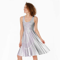 Polynesian Tribal Plumeria Lotu Tamaiti Midi Dress Pastel Mauve LT9 - Polynesian Pride