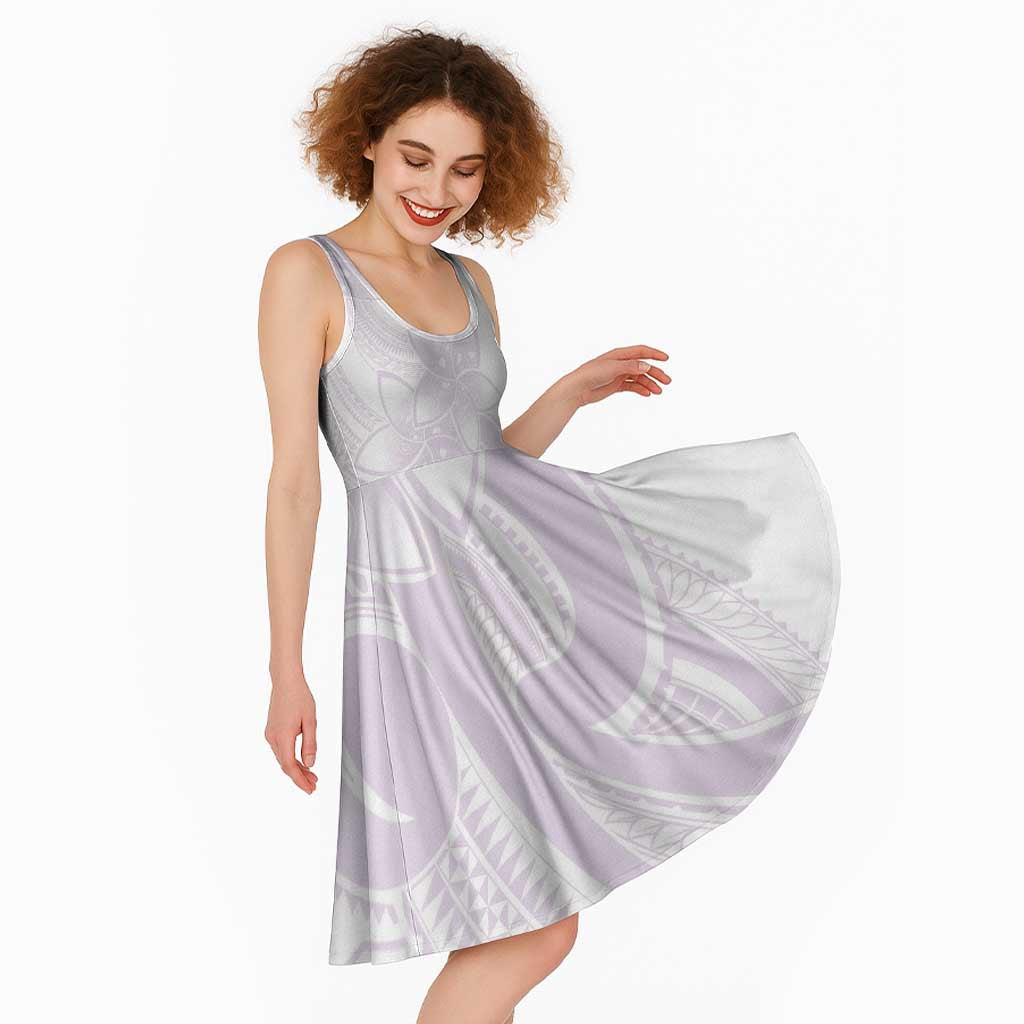Polynesian Tribal Plumeria Lotu Tamaiti Midi Dress Pastel Mauve LT9 - Polynesian Pride