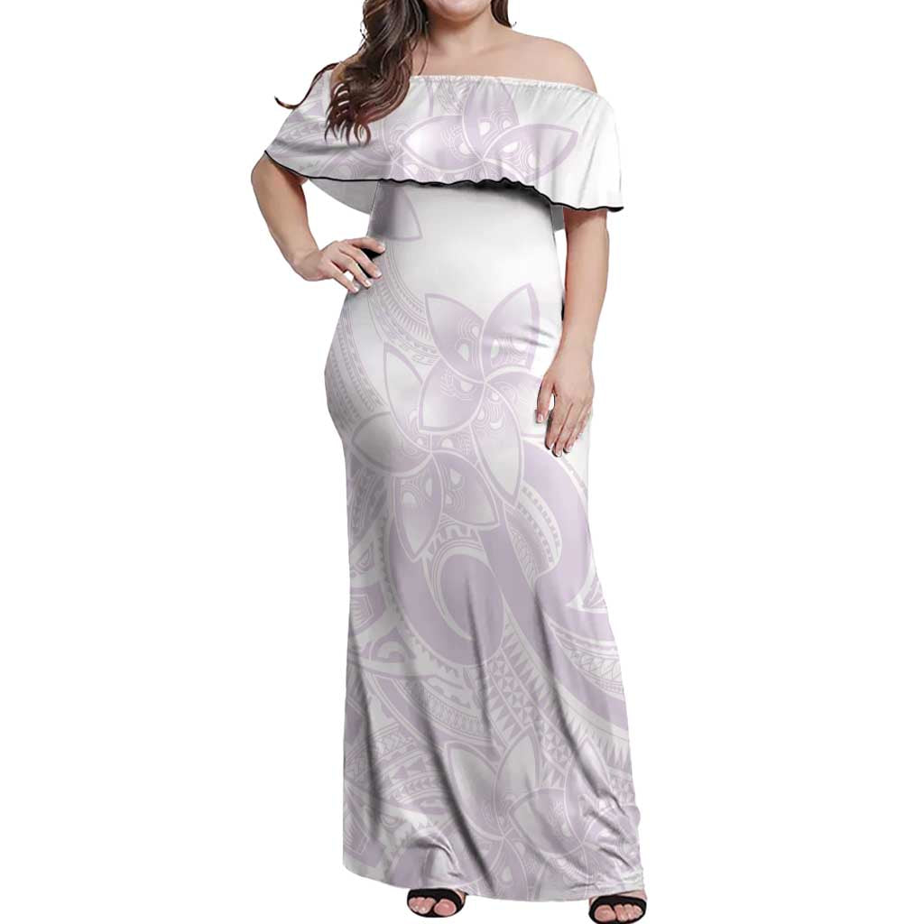 Polynesian Tribal Plumeria Lotu Tamaiti Off Shoulder Maxi Dress Pastel Mauve LT9 Women Mauve - Polynesian Pride
