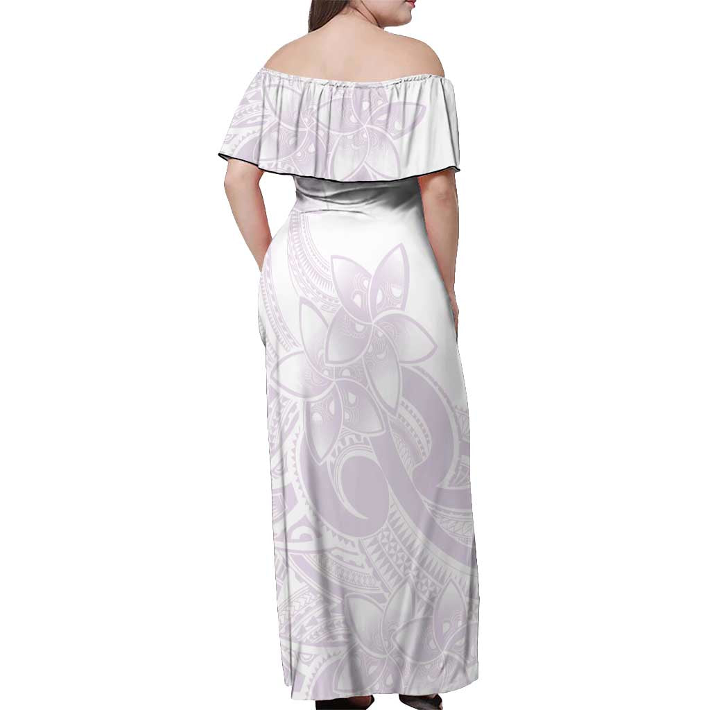 Polynesian Tribal Plumeria Lotu Tamaiti Off Shoulder Maxi Dress Pastel Mauve LT9 - Polynesian Pride