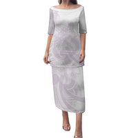 Polynesian Tribal Plumeria Lotu Tamaiti Puletasi Pastel Mauve LT9 Long Dress Mauve - Polynesian Pride