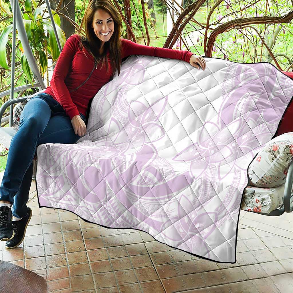 Polynesian Tribal Plumeria Lotu Tamaiti Quilt Pastel Mauve - Polynesian Pride