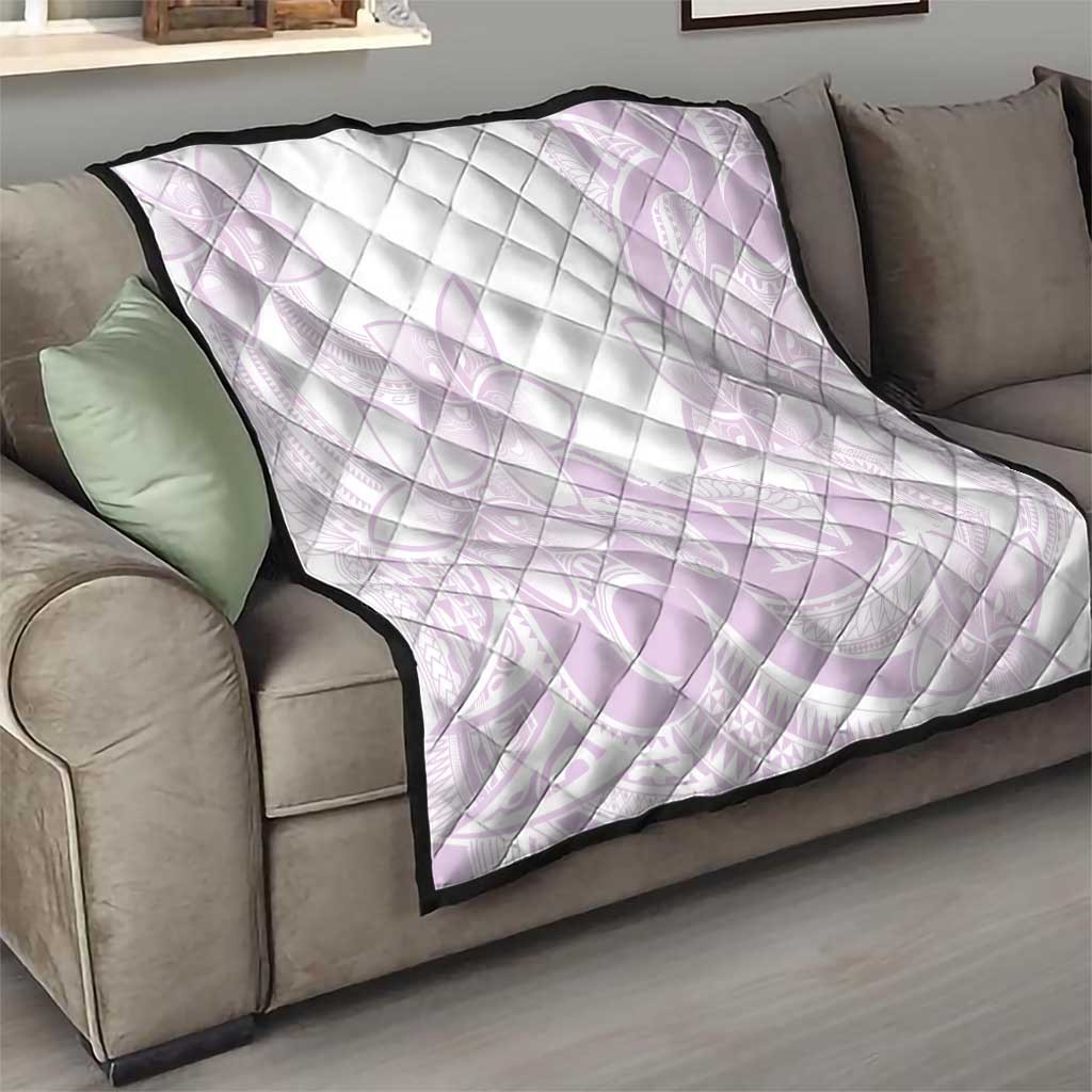 Polynesian Tribal Plumeria Lotu Tamaiti Quilt Pastel Mauve - Polynesian Pride