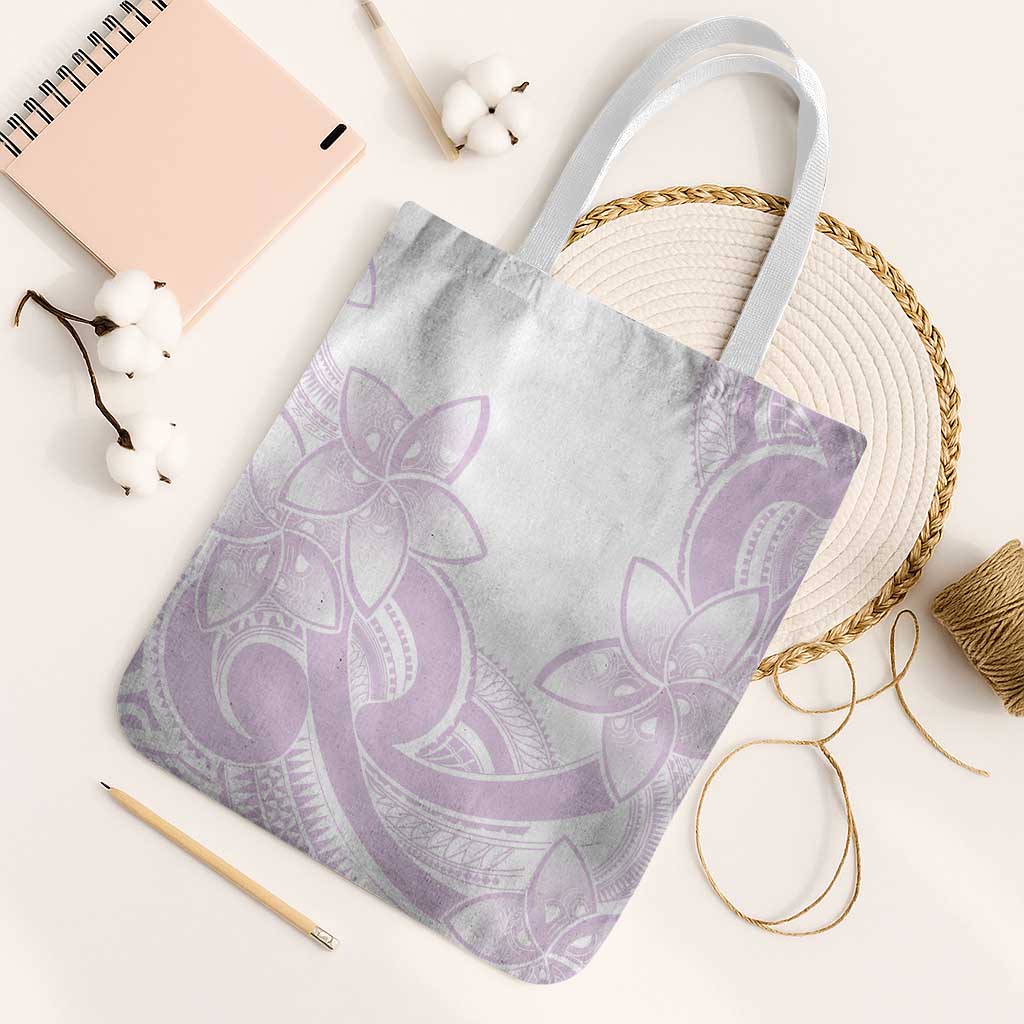 Polynesian Tribal Plumeria Lotu Tamaiti Tote Bag Pastel Mauve LT9 White Strap One Size Mauve - Polynesian Pride