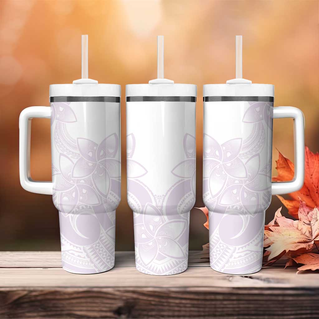 Polynesian Tribal Plumeria Lotu Tamaiti Tumbler With Handle Pastel Mauve LT9 - Polynesian Pride