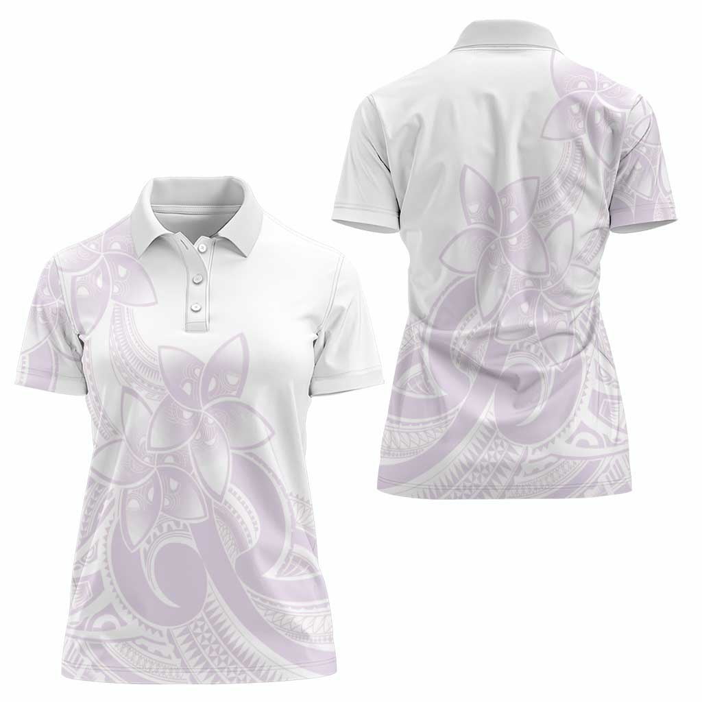 Polynesian Tribal Plumeria Lotu Tamaiti Women Polo Shirt Pastel Mauve - Polynesian Pride