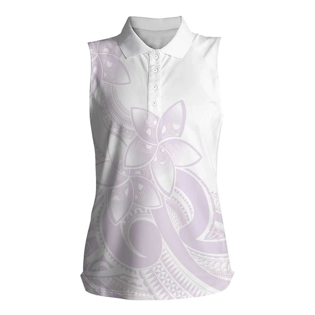 Polynesian Tribal Plumeria Lotu Tamaiti Women Sleeveless Polo Shirt Pastel Mauve LT9 Female Mauve - Polynesian Pride