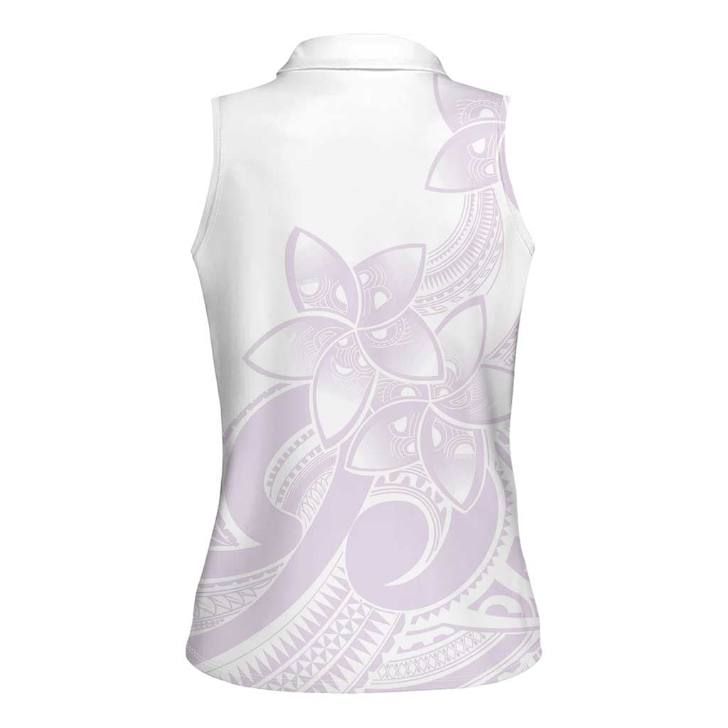 Polynesian Tribal Plumeria Lotu Tamaiti Women Sleeveless Polo Shirt Pastel Mauve LT9 - Polynesian Pride