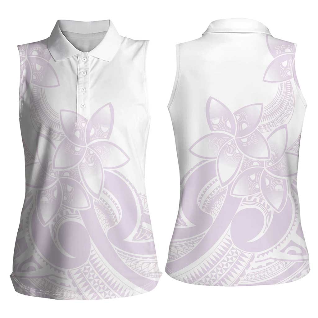 Polynesian Tribal Plumeria Lotu Tamaiti Women Sleeveless Polo Shirt Pastel Mauve LT9 - Polynesian Pride