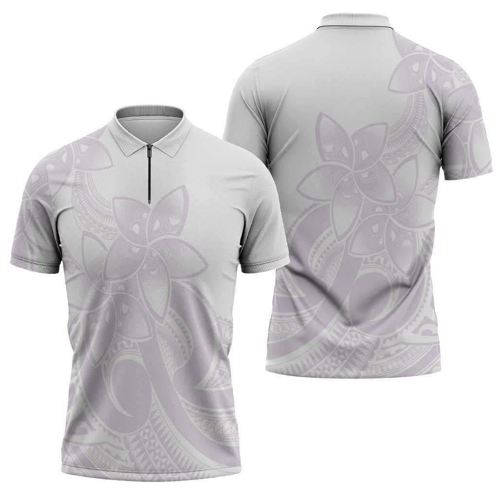 Polynesian Tribal Plumeria Lotu Tamaiti Zipper Polo Shirt Pastel Mauve LT9 - Polynesian Pride