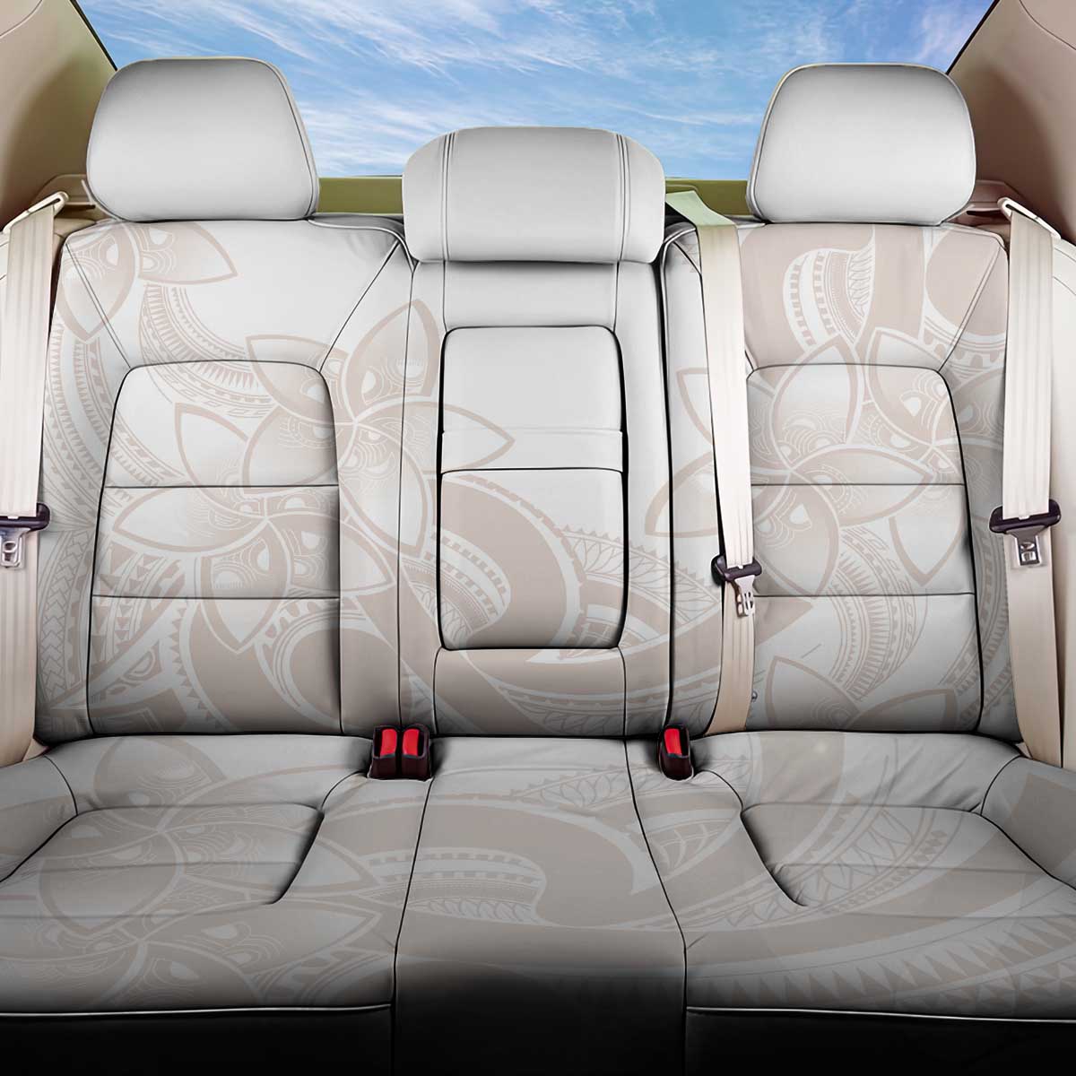 Polynesian Tribal Plumeria Lotu Tamaiti Back Car Seat Cover Pastel Nude - Polynesian Pride