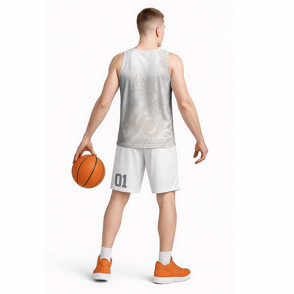 Polynesian Tribal Plumeria Lotu Tamaiti Basketball Jersey Pastel Nude LT9 - Polynesian Pride