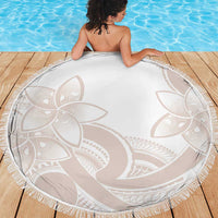 Polynesian Tribal Plumeria Lotu Tamaiti Beach Blanket Pastel Nude - Polynesian Pride