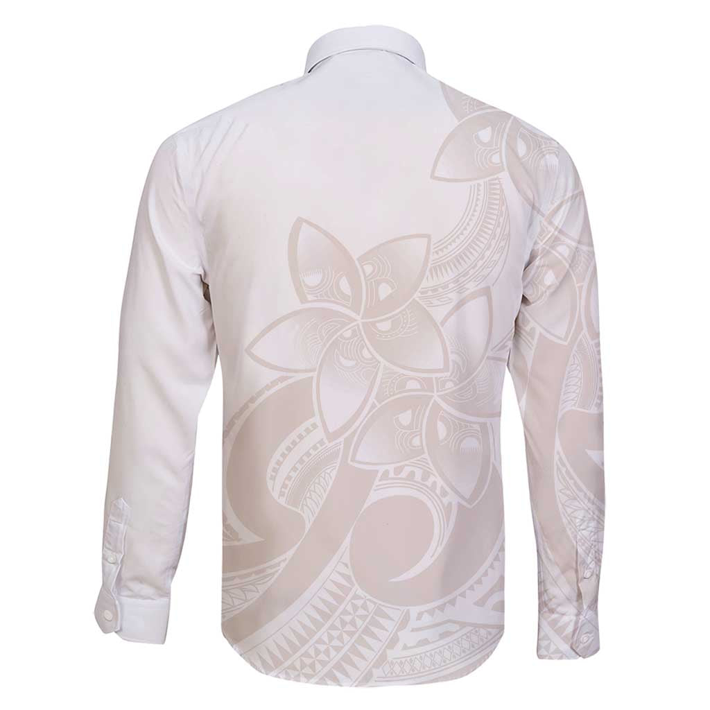 Polynesian Tribal Plumeria Lotu Tamaiti Family Matching Long Sleeve Bodycon Dress and Hawaiian Shirt Pastel Nude LT9 - Polynesian Pride