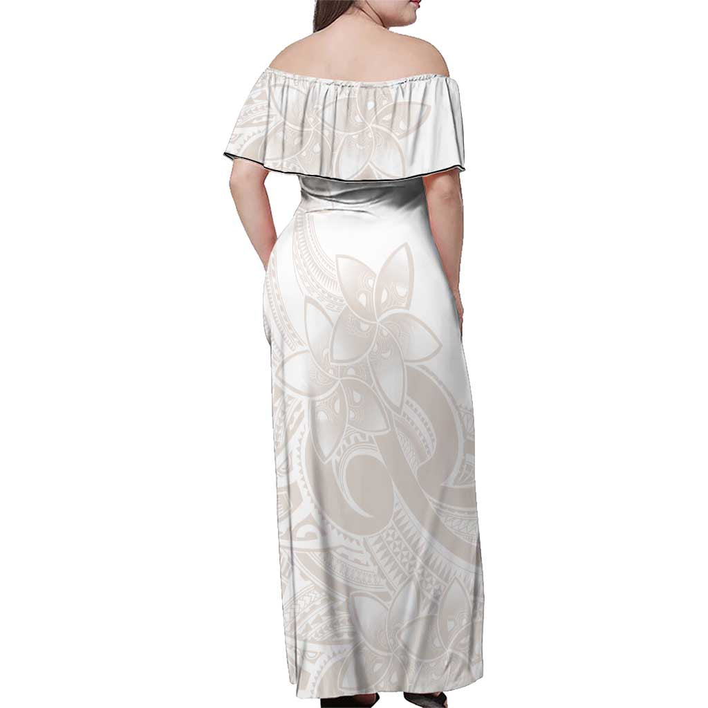 Polynesian Tribal Plumeria Lotu Tamaiti Family Matching Off Shoulder Maxi Dress and Hawaiian Shirt Pastel Nude LT9 - Polynesian Pride