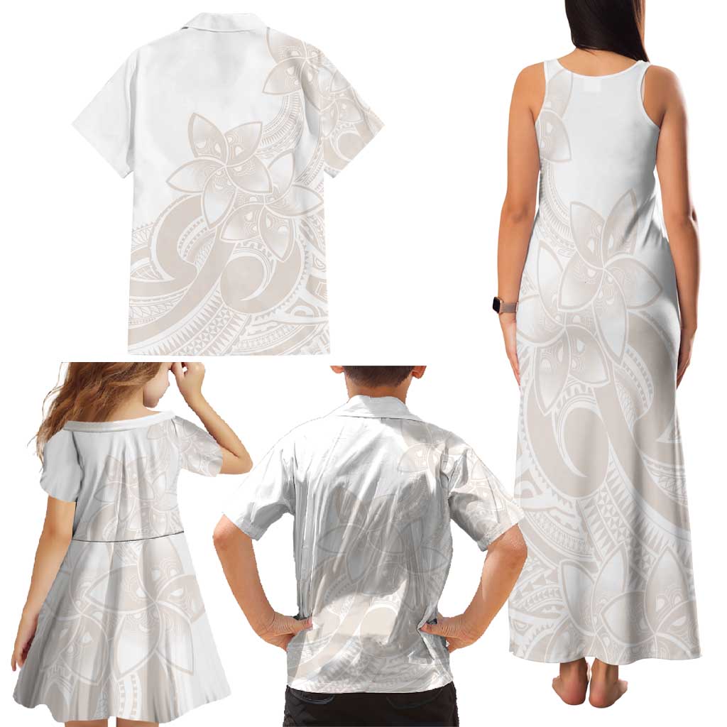 Polynesian Tribal Plumeria Lotu Tamaiti Family Matching Tank Maxi Dress and Hawaiian Shirt Pastel Nude LT9 - Polynesian Pride