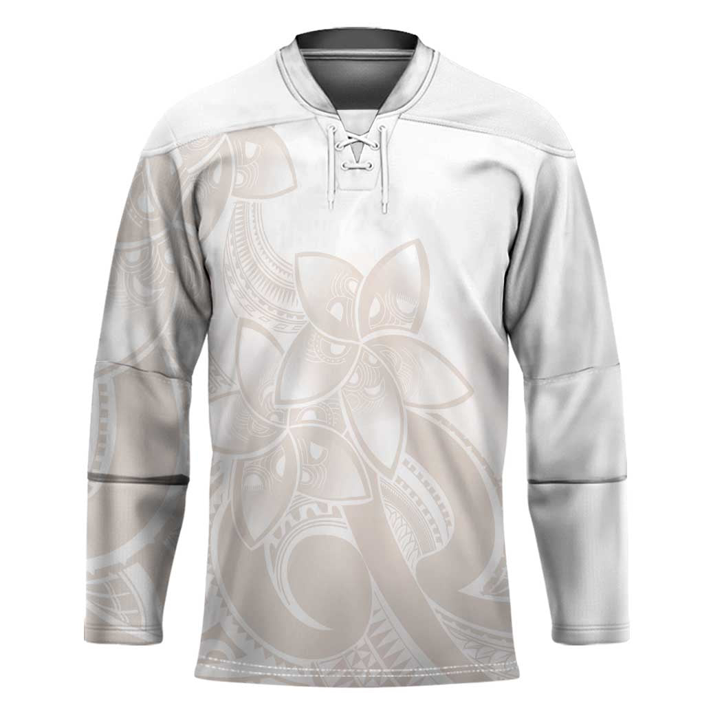 Polynesian Tribal Plumeria Lotu Tamaiti Hockey Jersey Pastel Nude - Polynesian Pride