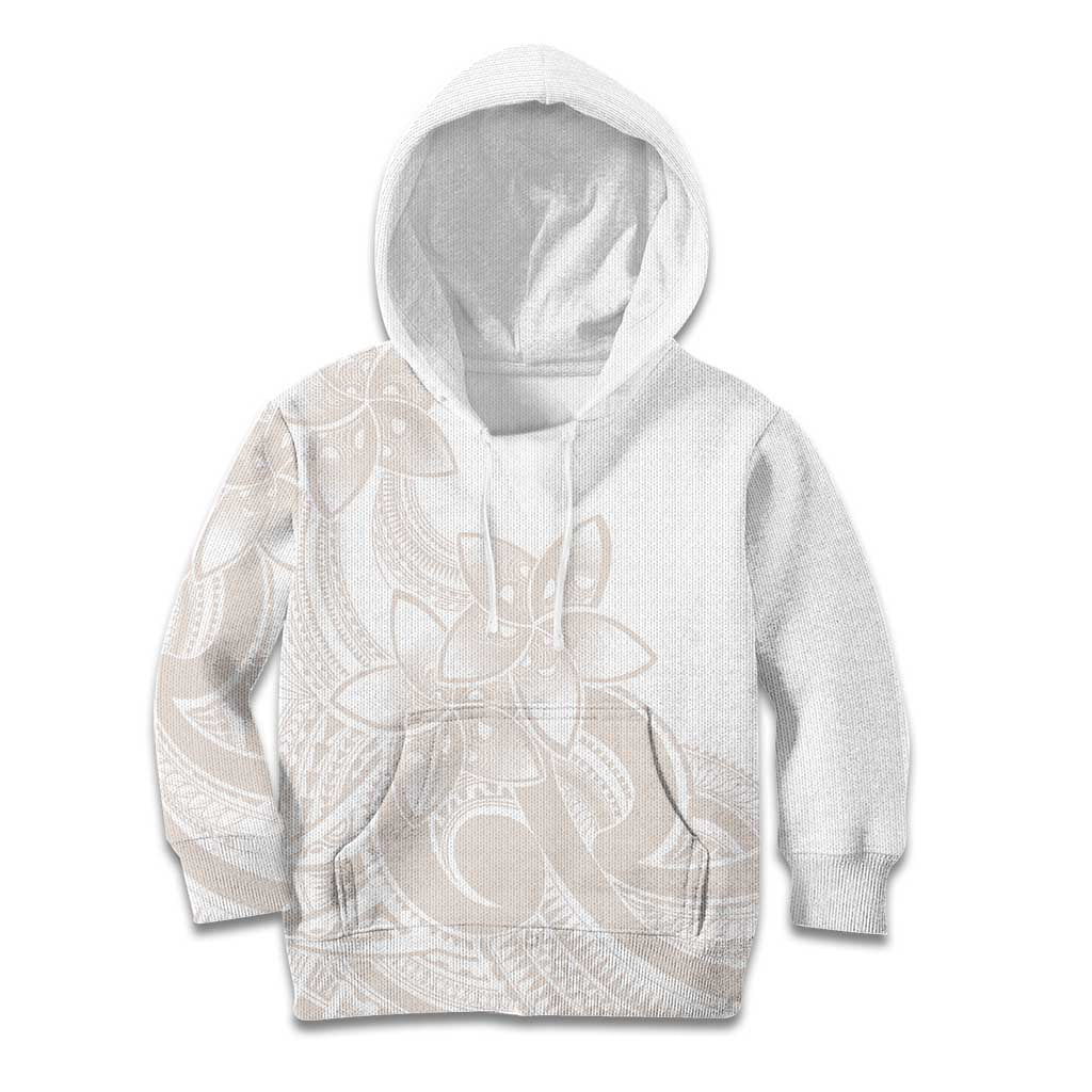 Polynesian Tribal Plumeria Lotu Tamaiti Kid Hoodie Pastel Nude LT9 Hoodie Nude - Polynesian Pride