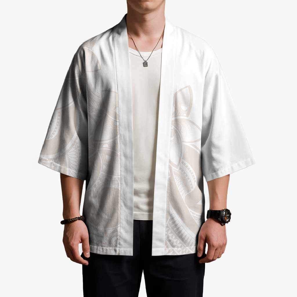 Polynesian Tribal Plumeria Lotu Tamaiti Kimono Pastel Nude - Polynesian Pride