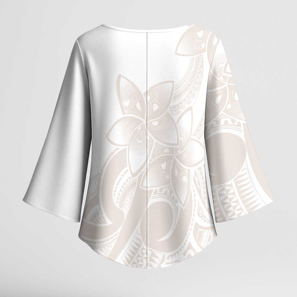 Polynesian Tribal Plumeria Lotu Tamaiti Kimono Sleeve Blouse Pastel Nude LT9 - Polynesian Pride