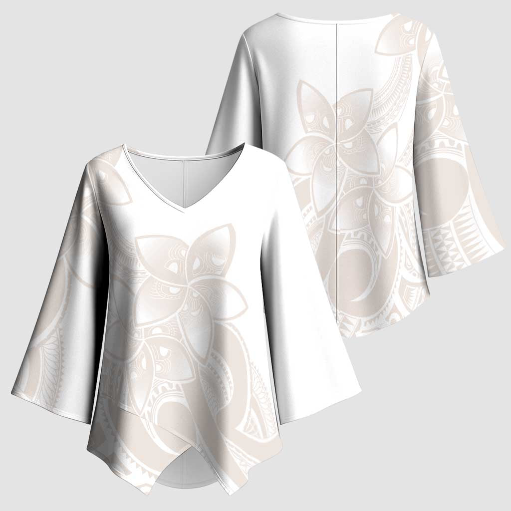 Polynesian Tribal Plumeria Lotu Tamaiti Kimono Sleeve Blouse Pastel Nude LT9 - Polynesian Pride