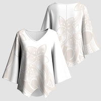 Polynesian Tribal Plumeria Lotu Tamaiti Kimono Sleeve Blouse Pastel Nude LT9 - Polynesian Pride