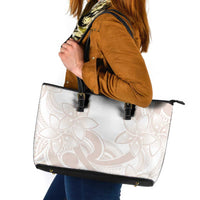 Polynesian Tribal Plumeria Lotu Tamaiti Leather Tote Bag Pastel Nude LT9 Nude - Polynesian Pride