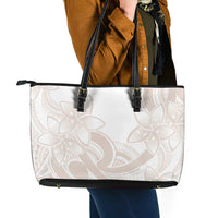 Polynesian Tribal Plumeria Lotu Tamaiti Leather Tote Bag Pastel Nude LT9 - Polynesian Pride