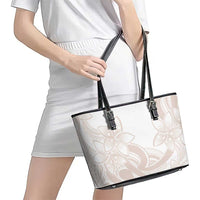 Polynesian Tribal Plumeria Lotu Tamaiti Leather Tote Bag Pastel Nude LT9 - Polynesian Pride