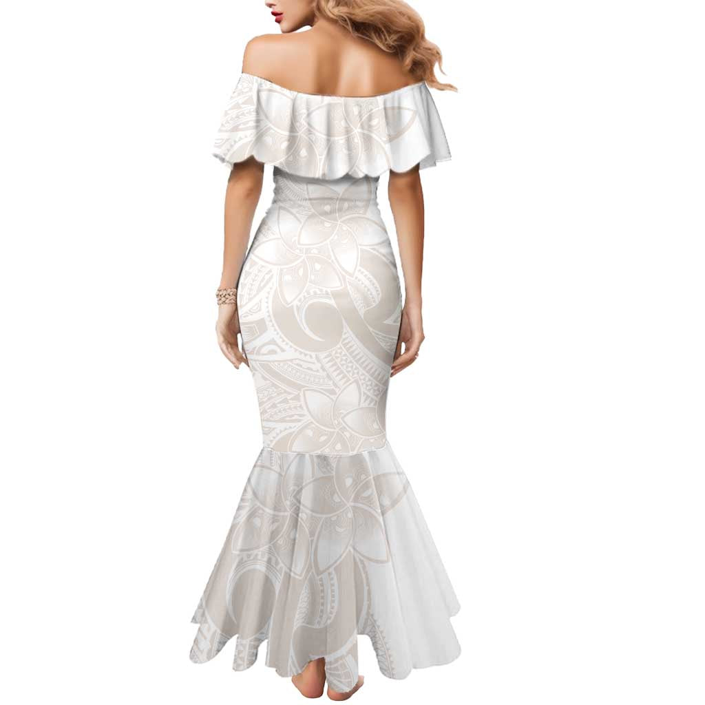 Polynesian Tribal Plumeria Lotu Tamaiti Mermaid Dress Pastel Nude LT9 - Polynesian Pride