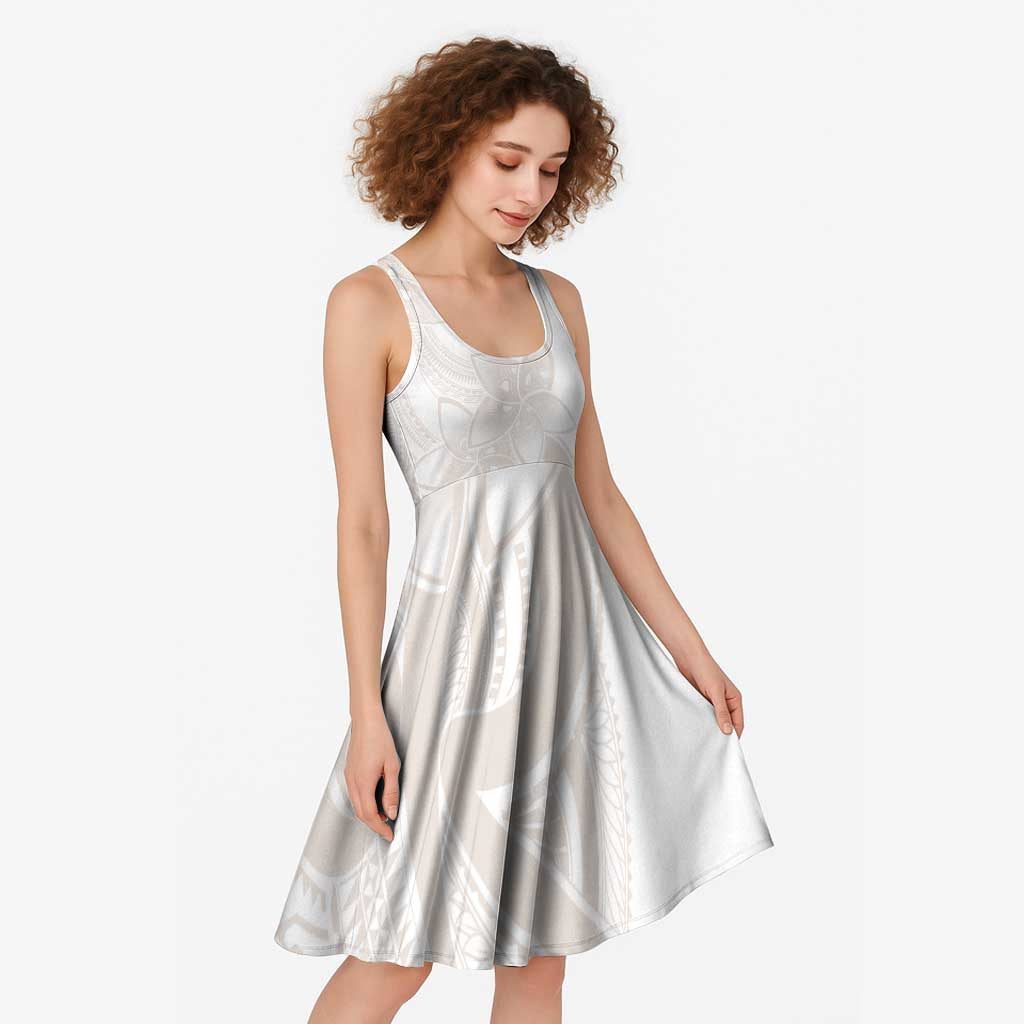 Polynesian Tribal Plumeria Lotu Tamaiti Midi Dress Pastel Nude LT9 - Polynesian Pride