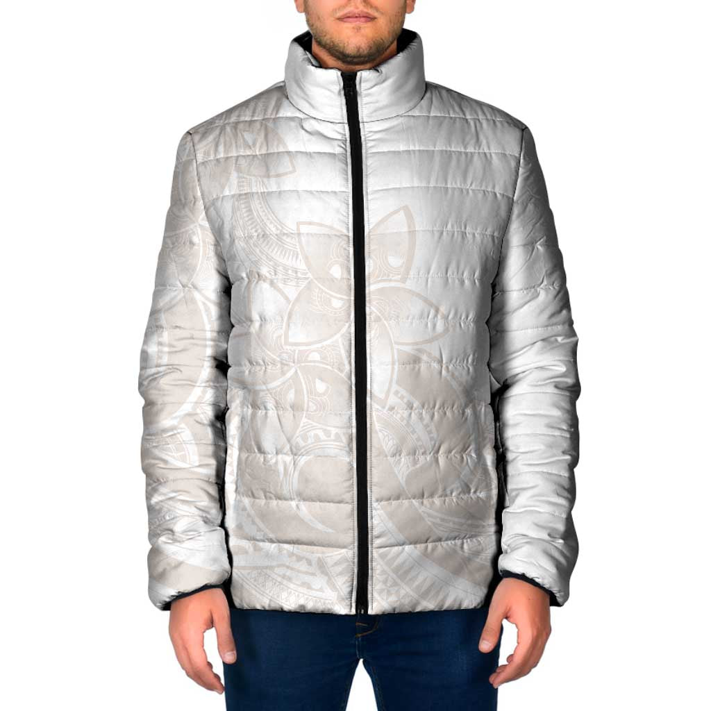Polynesian Tribal Plumeria Lotu Tamaiti Padded Jacket Pastel Nude - Polynesian Pride