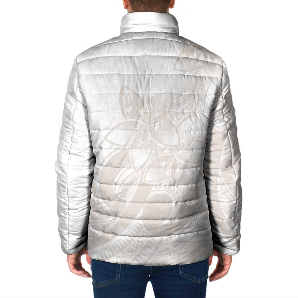 Polynesian Tribal Plumeria Lotu Tamaiti Padded Jacket Pastel Nude - Polynesian Pride