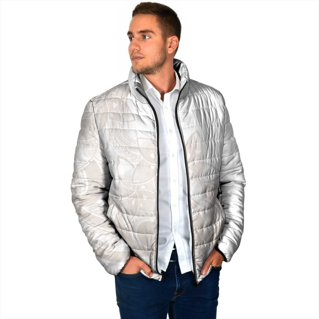 Polynesian Tribal Plumeria Lotu Tamaiti Padded Jacket Pastel Nude - Polynesian Pride