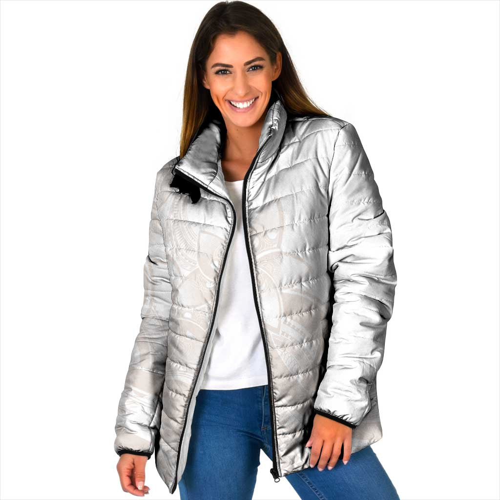 Polynesian Tribal Plumeria Lotu Tamaiti Padded Jacket Pastel Nude - Polynesian Pride