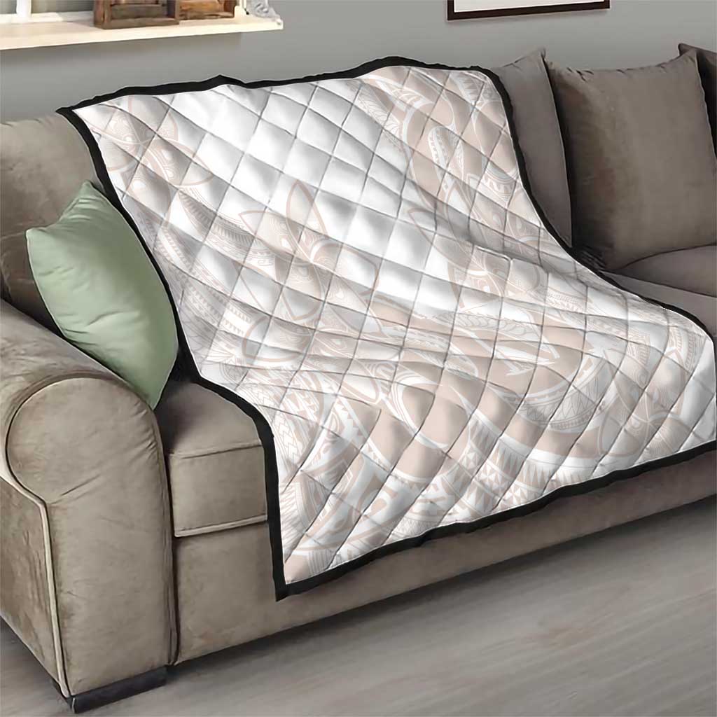 Polynesian Tribal Plumeria Lotu Tamaiti Quilt Pastel Nude - Polynesian Pride